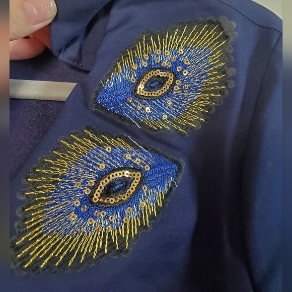 Modcloth Liza Luxe Navy Blue Masquerade Belted Shift Dress w/ Sequins, Size 1X - Picture 3 of 14